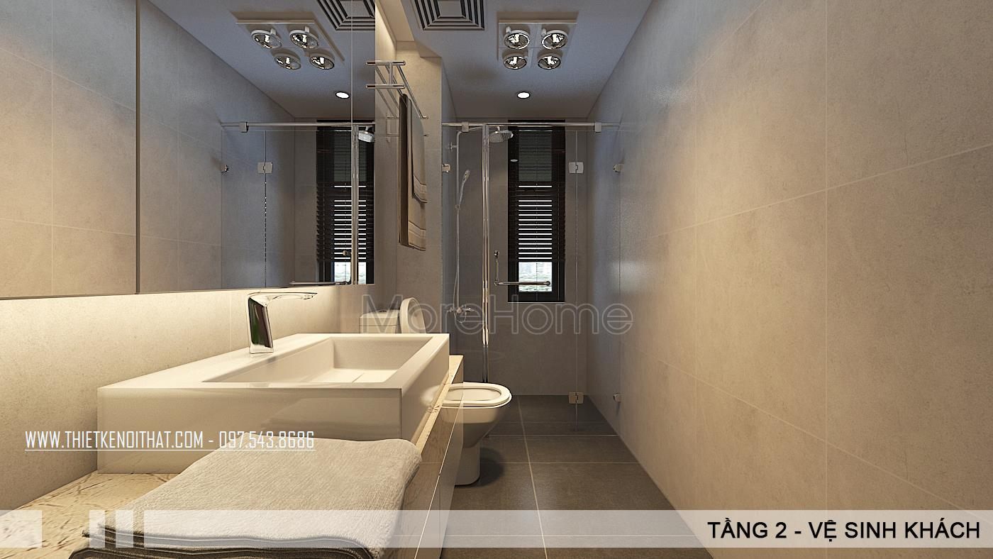 Thiết kế nội thất phòng tắm biệt thư Vinhome Thăng Long, Hoài Đức, Hà Nội